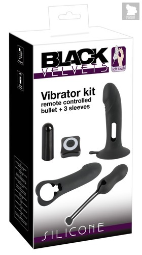 Набор силиконовых насадок с вибро Vibro-bullet with Remote Control by Black Velvets, цвет черный - ORION