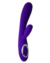 Фиолетовый вибратор Alpha с клиторальным отростком и нагревом - 19 см, цвет фиолетовый - RestArt