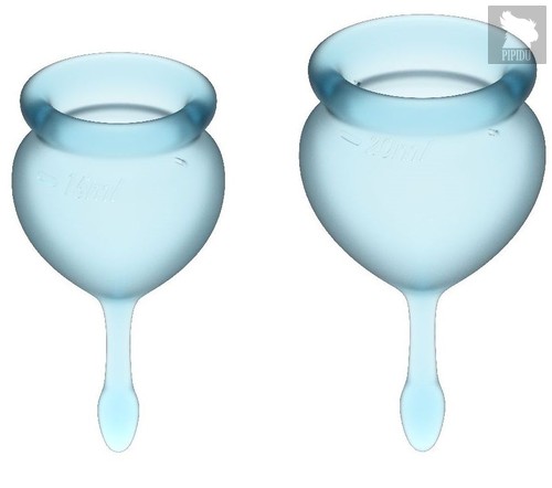 Набор голубых менструальных чаш Feel good Menstrual Cup, цвет голубой - Satisfyer