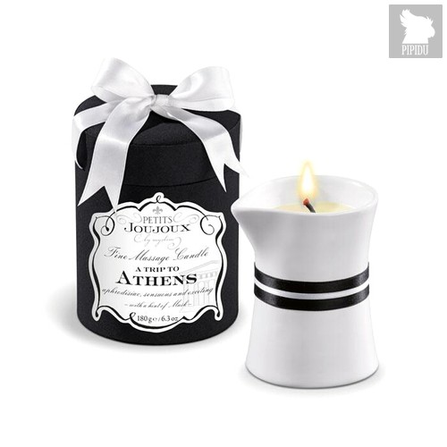 Массажное масло в виде большой свечи Petits Joujoux Athens с ароматом муската и пачули - Mystim