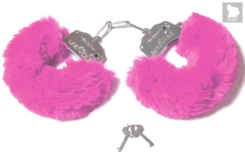 Шикарные наручники с пушистым розовым мехом, цвет розовый - Le Frivole