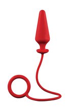 Красное эрекционное кольцо с анальной пробкой MENZSTUFF 4INCH SINGLE RING ANAL PLUG, цвет красный - Dream toys