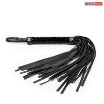 Черная гладкая плеть-флоггер с ручкой - 40 см., цвет черный - Bioritm