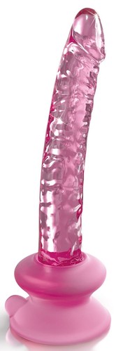 Розовый стеклянный фаллоимитатор Icicles №86 с силиконовой присоской - 17 см., цвет розовый - Pipedream