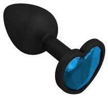 Черная силиконовая пробка с голубым кристаллом - 7,3 см., цвет голубой - МиФ