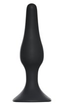 Чёрная анальная пробка Slim Anal Plug Medium - 11,5 см, цвет черный - Lola Toys