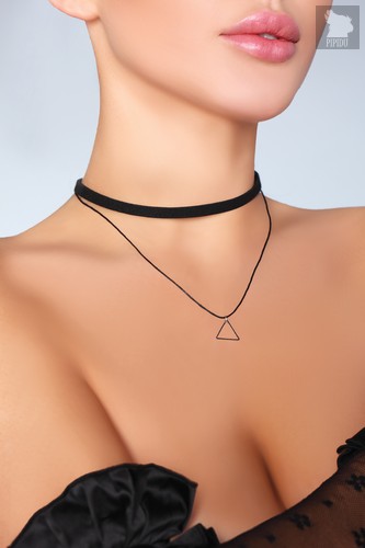Чокер на шею с треугольной подвеской, цвет черный, размер OS - Livia Corsetti