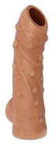 Телесная насадка с пупырышками и открытой головкой Nude Sleeve S - 10 см., цвет телесный - Kokos