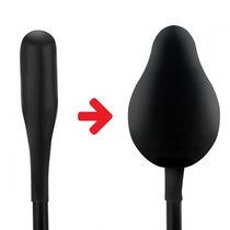 Черный надувной анальный шар с грушей-насосом, цвет черный - Lux Fetish