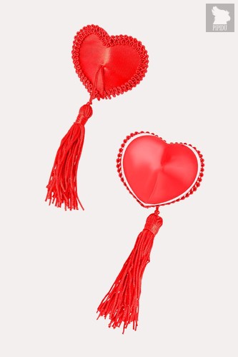 Сексуальные пэстис в форме сердец с кисточками, цвет красный - Erolanta