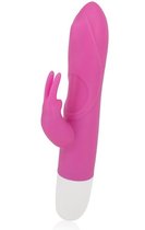 Розовый вибромассажер с клиторальным стимулятором ROLLER TIP WITH ROLLER BALL MOVEMENT - 14 см - Seven Creations