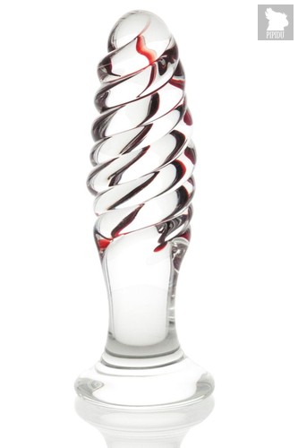 Стеклянная анальная пробка-спираль - 12 см, цвет прозрачный - Sexus