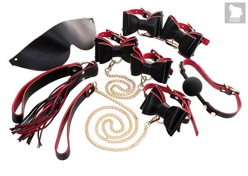 Черно-красный бондажный набор Bow-tie, цвет красный/черный - Toyfa