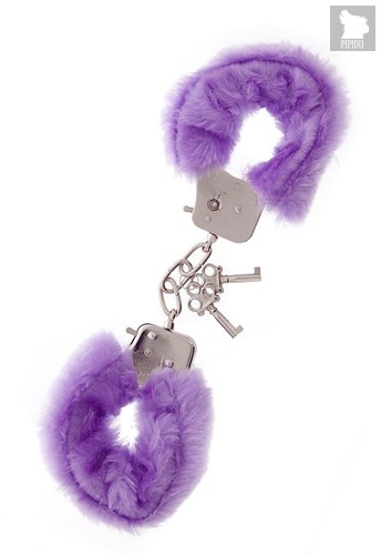 Фиолетовые меховые наручники METAL HANDCUFF WITH PLUSH LAVENDER, цвет фиолетовый - Dream toys