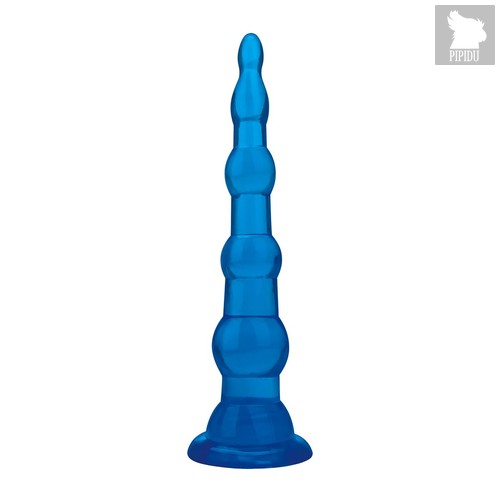 Голубая анальная елочка на присоске Anal Beads With Suction Base - 17,1 см., цвет голубой - Blue Line