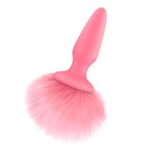 Анальная пробка Bunny Tails Pink с розовым заячьим хвостом, цвет розовый - NS Novelties
