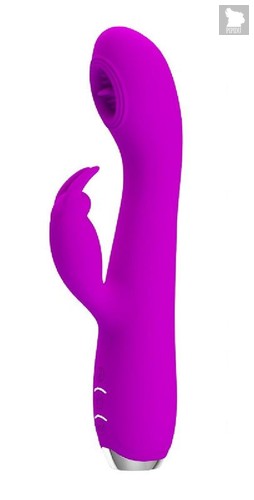 Лиловый вибромассажер-кролик Rachel с имитацией оральных ласк - 19,9 см., цвет лиловый - Baile