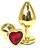 Золотистая анальная пробка с красным кристаллом-сердцем - 6,5 см., цвет красный - Vandersex