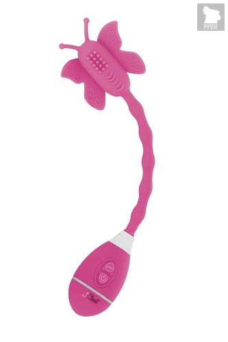 Розовый вибростимулятор-бабочка на ручке THE CELINE BUTTERFLY, цвет розовый - Impulse Novelties