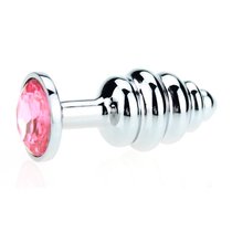 Анальная пробка Metall Curly 2,9 с кристаллом, цвет розовый - Luxurious Tail