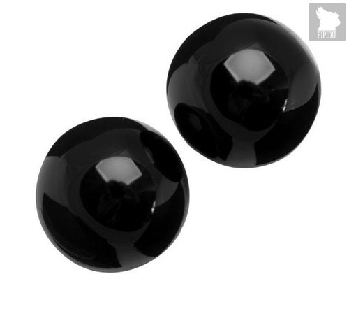 Чёрные вагинальные шарики из стекла Sexus Glass, цвет черный - Sexus