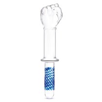 Стеклянный стимулятор в форме сжатой в кулак руки 11’’ Glass Fist Double Ended With Handle Grip - 28 см., цвет прозрачный - Gläs