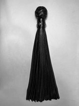 Черная генитальная кожаная плеть - 30 см., цвет черный - БДСМ арсенал