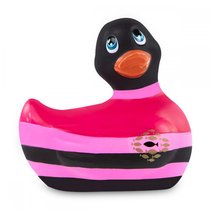 Вибратор-уточка I Rub My Duckie 2.0 Colors с черно-розовыми полосками, цвет розовый/черный - Big Teaze Toys