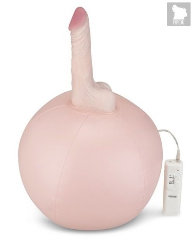 Надувной секс-мяч с реалистичным вибратором, цвет телесный - Lux Fetish