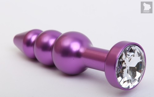 Фиолетовая фигурная анальная ёлочка с прозрачным кристаллом - 11,2 см, цвет фиолетовый - 4sexdreaM