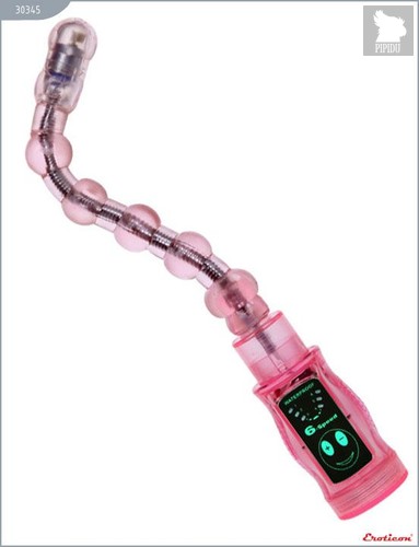 Розовый гнущийся анальный вибратор - 27 см, цвет розовый - Eroticon