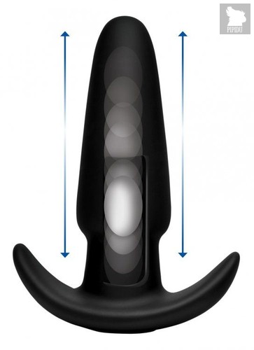 Черная анальная вибропробка Kinetic Thumping 7X Medium Anal Plug - 13,3 см., цвет черный - XR Brands