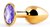 Золотистая анальная пробка с фиолетовым стразом - 7,2 см., цвет фиолетовый - anal jewelry plug