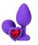 Фиолетовая силиконовая анальная пробка с красным стразом-сердцем - 8,5 см., цвет красный - Vandersex