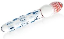 Стеклянный двусторонний фаллоимитатор с шишечками - 19 см, цвет прозрачный - Sexus
