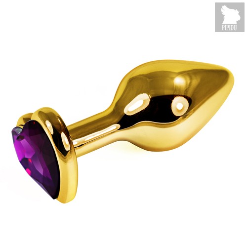LOVETOY Heart Золотая пробка с фиолетовым кристаллом, l=7,5 см, d=3 см, цвет фиолетовый - LoveToy