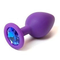 Анальная пробка Silicone Board Purple 3.5 с кристаллом, цвет синий - Luxurious Tail