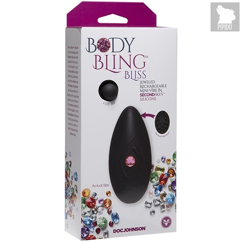 Рельефная вкладка в трусики Body Bling™ Bliss - Rechargeable Mini-Vibe - Pink, цвет черный - Doc Johnson
