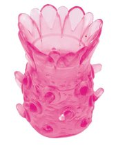 Розовая рельефная насадка на пенис, цвет розовый - Toyfa