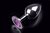 Большая серебристая анальная пробка с круглым кончиком и ярким фиолетовым кристаллом - 9 см, цвет фиолетовый - Пикантные штучки