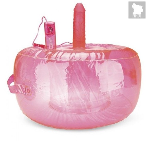 Розовая надувная подушка для секса в вибратором, цвет розовый - Lux Fetish