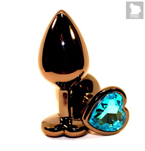 Чёрная пробка с голубым сердцем-кристаллом - 7 см, цвет черный - 4sexdreaM