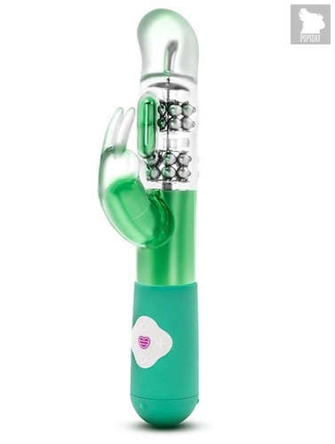 Зелёный вибромассажер с клиторальной стимуляцией Emerald G Rabbit - 26 см, цвет зеленый - Blush Novelties