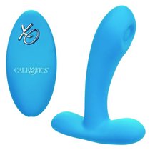 Голубой массажер простаты Silicone Remote Pulsing Pleaser - 11,5 см., цвет голубой - California Exotic Novelties