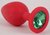 Красная силиконовая анальная пробка с зеленым стразом - 9,2 см., цвет зеленый - Vandersex