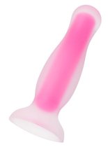 Розовая, светящаяся в темноте анальная втулка Cain Glow - 10 см., цвет розовый - Toyfa