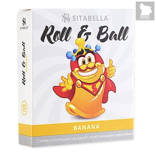 Стимулирующий презерватив-насадка Roll & Ball Banana, цвет желтый - Sitabella