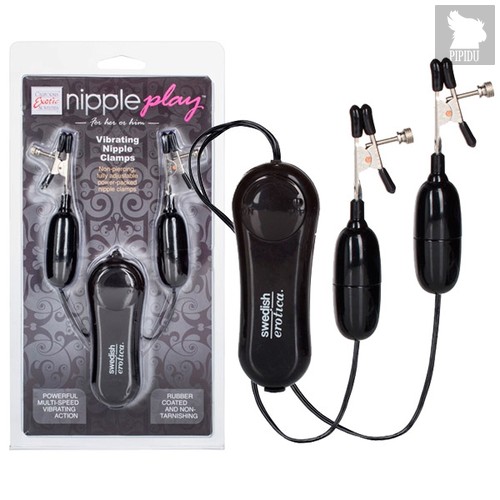 Зажимы Vibrating Nipple Clamps с вибрирующими подвесками, цвет черный - California Exotic Novelties