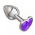Серебристая анальная пробка с фиолетовым кристаллом-сердцем - 7 см, цвет серебряный/фиолетовый - МиФ