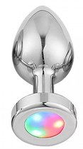 Серебристая светодиодная анальная втулка - 7,2 см., цвет серебряный - МиФ